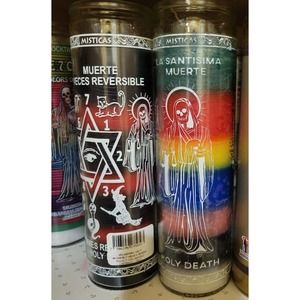 SANTA MUERTE Holy death candles assorted 7 colors , 7 veces Reversible 2 Pack